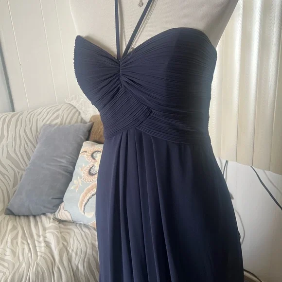 Mori Lee Blue Strapless Ruched Sweetheart Gown - Picture 6 of 8